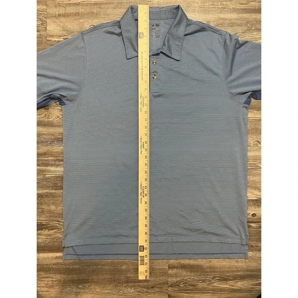 Adidas Mens XL‎ Polo Shirt Blue Striped ClimaCool Short Sleeve P77903